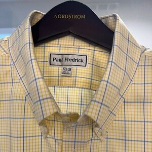 Men's Paul Fredrick Button Down Dress Shirt in Yellow